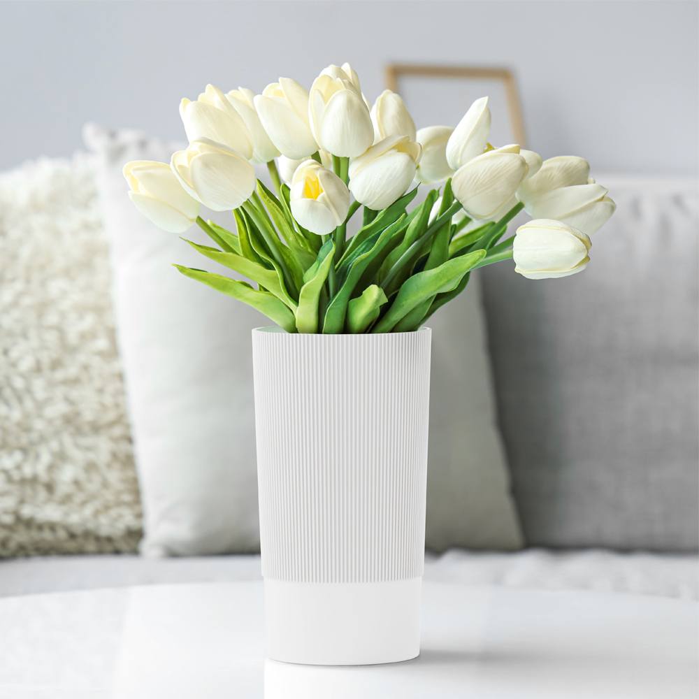 แจกันสีขาวหรูหรา ขนาด 28 ซม. สำหรับตัดดอกไม้