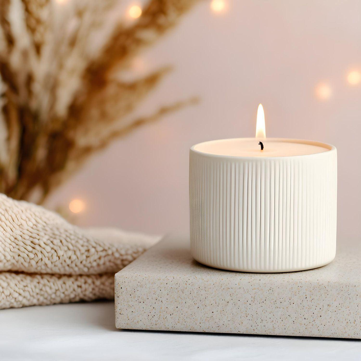 เทียนหอมในแก้วเซรามิกสีครีม