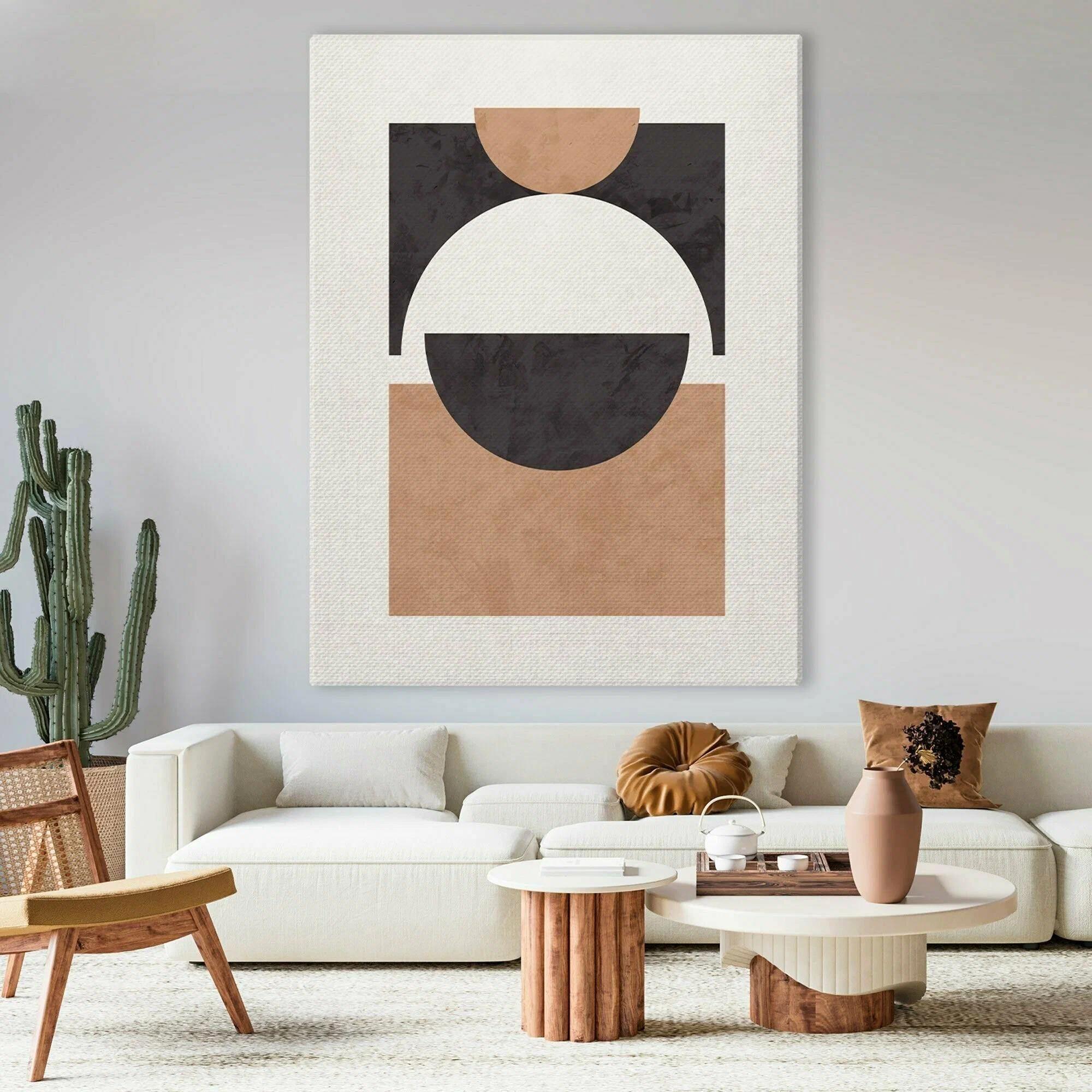 เรขาคณิตนามธรรม: ภาพวาดอาร์ตนูโวบนผ้าใบ 30x40 ซม.